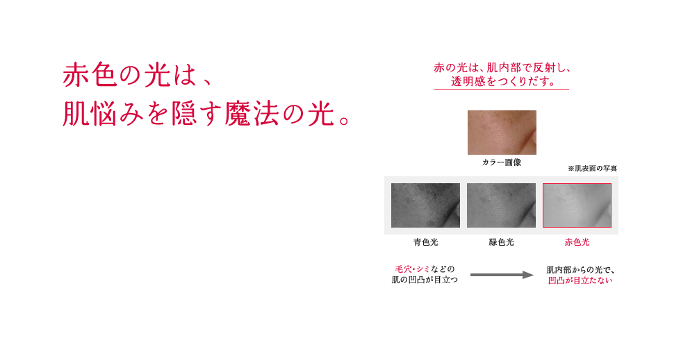 赤色の光は、肌悩みを隠す魔法の光。