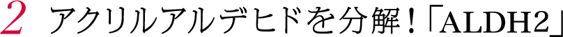 2.アクリルアルデヒドを分解！「ALDH2」